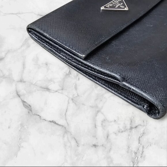 Prada Milano Saffiano Leather Compact Bifold Black Wallet - Picture 9 of 14